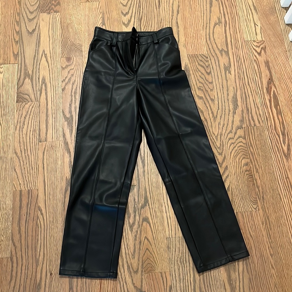 High waisted pleather trouser ankle length